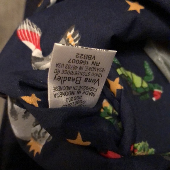 Vera Bradley Small Vera Tote Quilted Navy Recycled Cotton Santa Turtle OS NWT - Picture 15 of 16